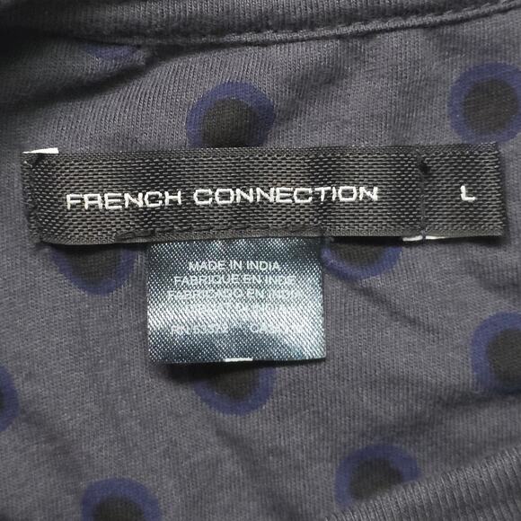 French Connection Navy Printed T-Shirt Men’s L Round Neck - Picture 2 of 6